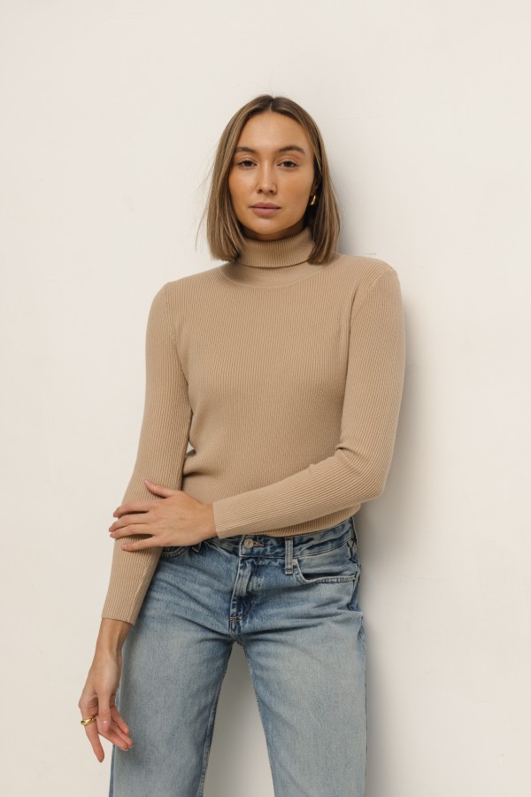 Danny Turtleneck Sweater Sand Beige