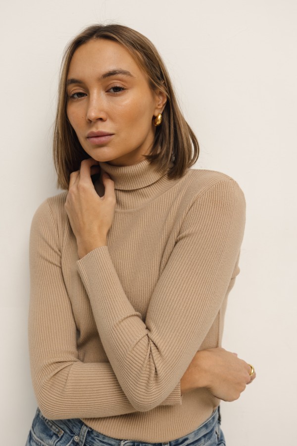 Danny Turtleneck Sweater Sand Beige
