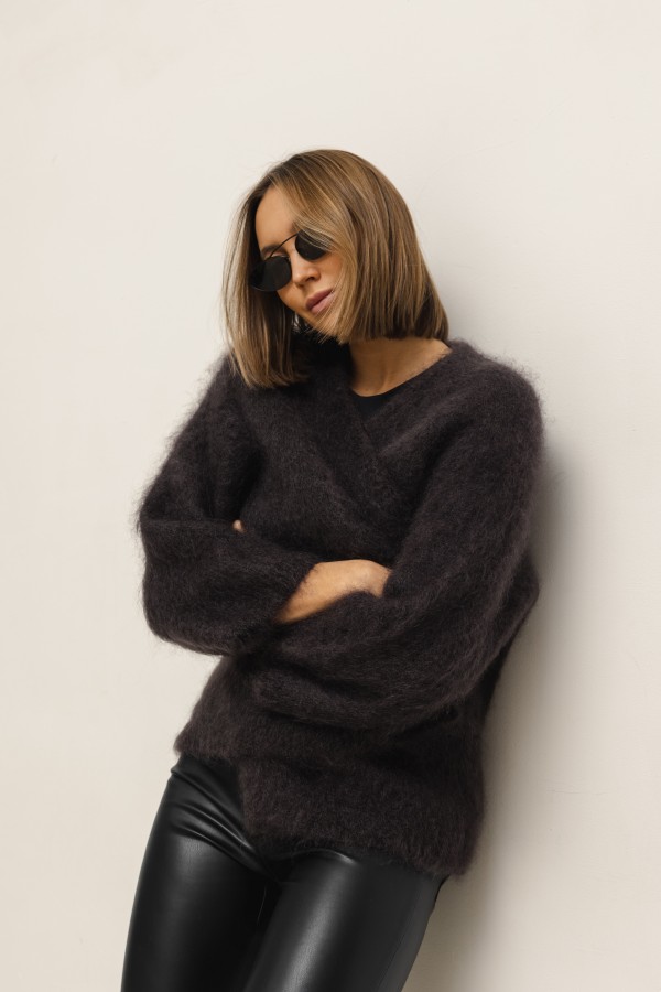 Aron Kardigan Moherowy Chocolate Premium