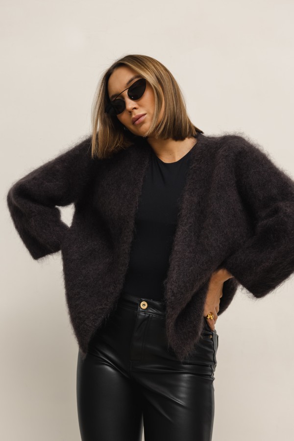 Aron Kardigan Moherowy Chocolate Premium