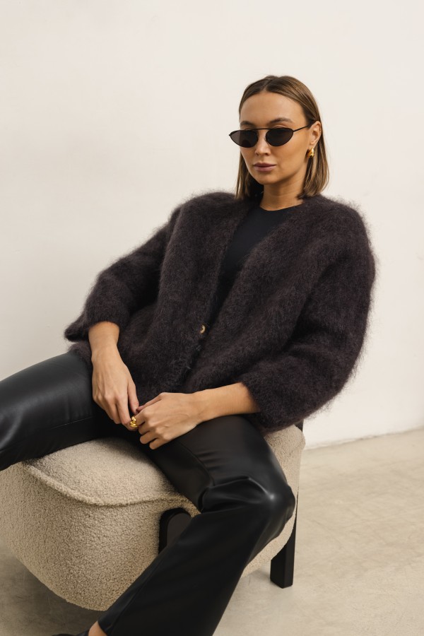 Aron Kardigan Moherowy Chocolate Premium