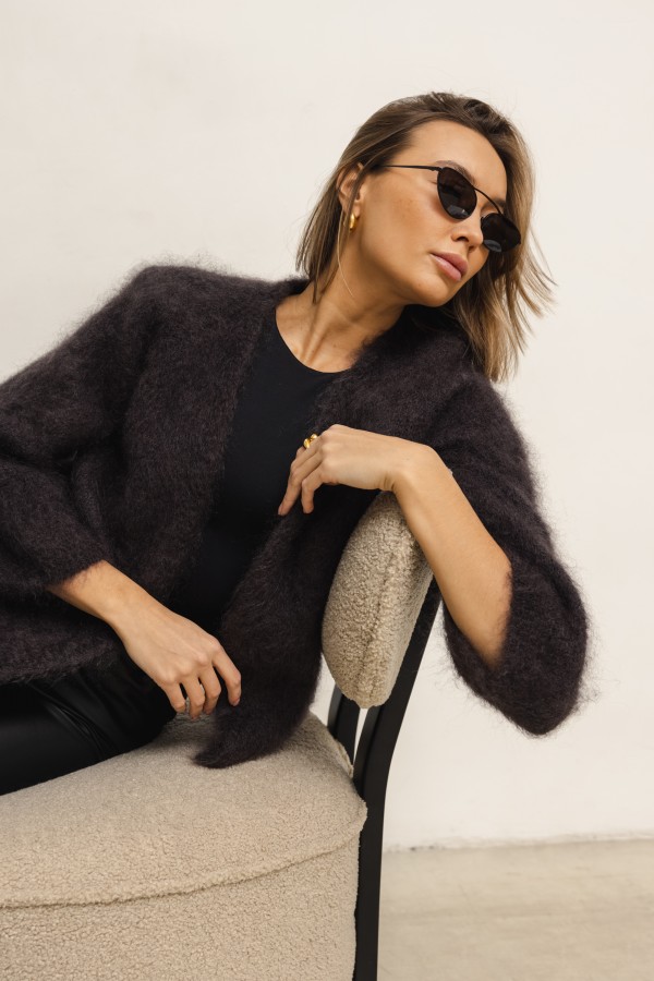 Aron Mohair Cardigan Chocolate