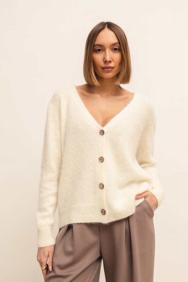 Matteo Suri Alpaca Cardigan Ecru