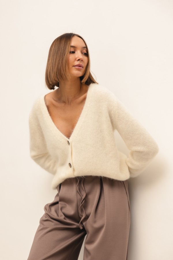 Matteo Suri Alpaca Cardigan Ecru