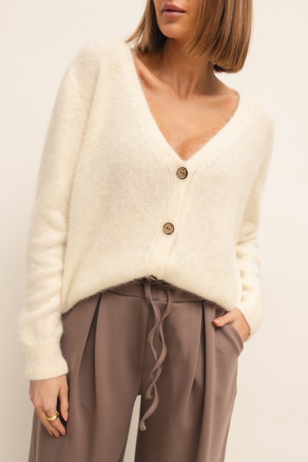 Matteo Suri Alpaca Cardigan Ecru