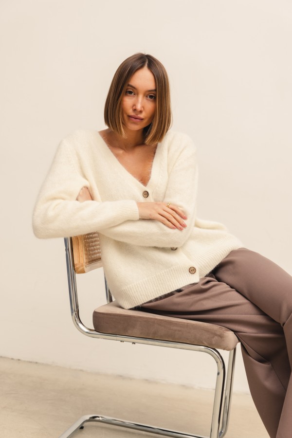 Matteo Suri Alpaca Cardigan Ecru