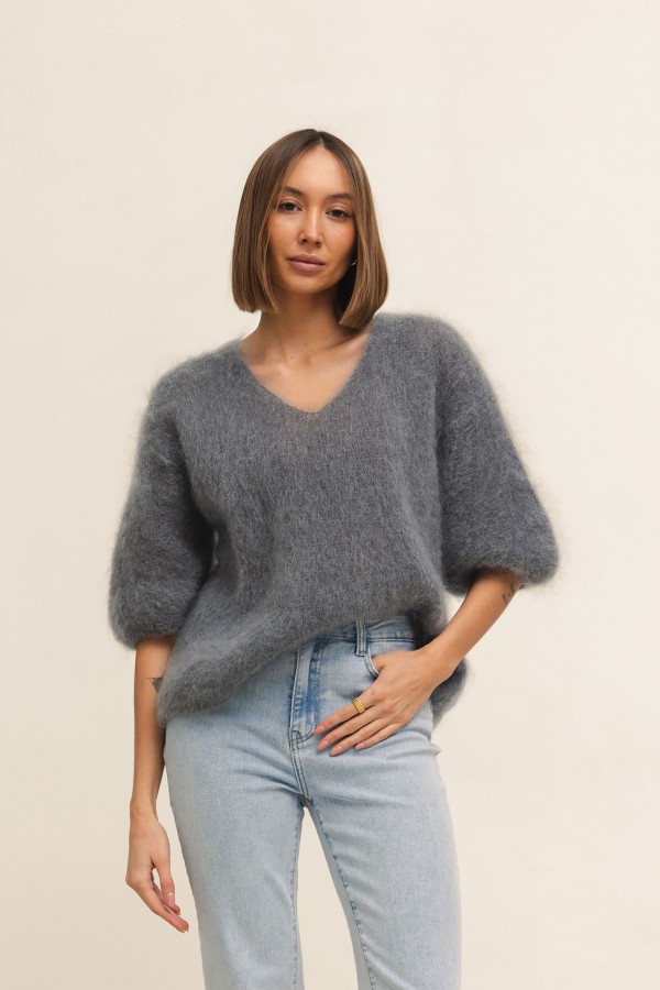 Maxwell Mohair Sweater Grey Premium
