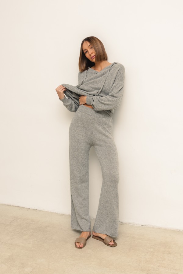 Maxim Spodnie Dzianinowe Wide Leg Gray