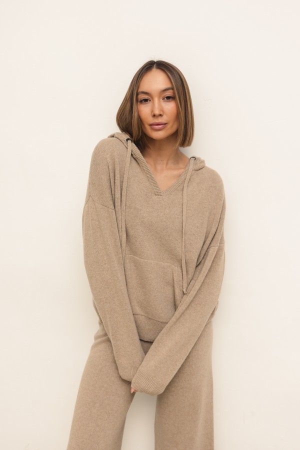 Maxim Spodnie Dzianinowe Wide Leg Beż