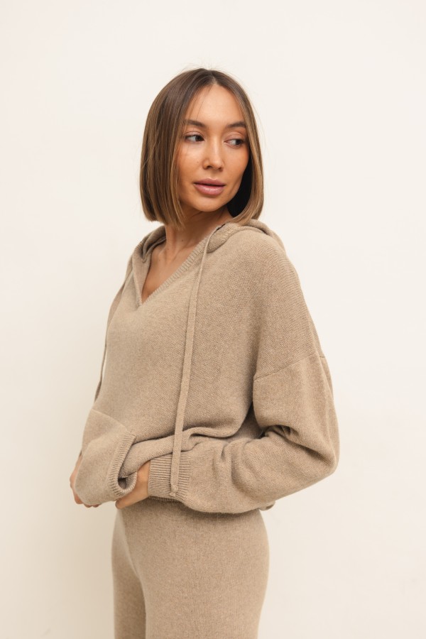 Maxim Spodnie Dzianinowe Wide Leg Beż