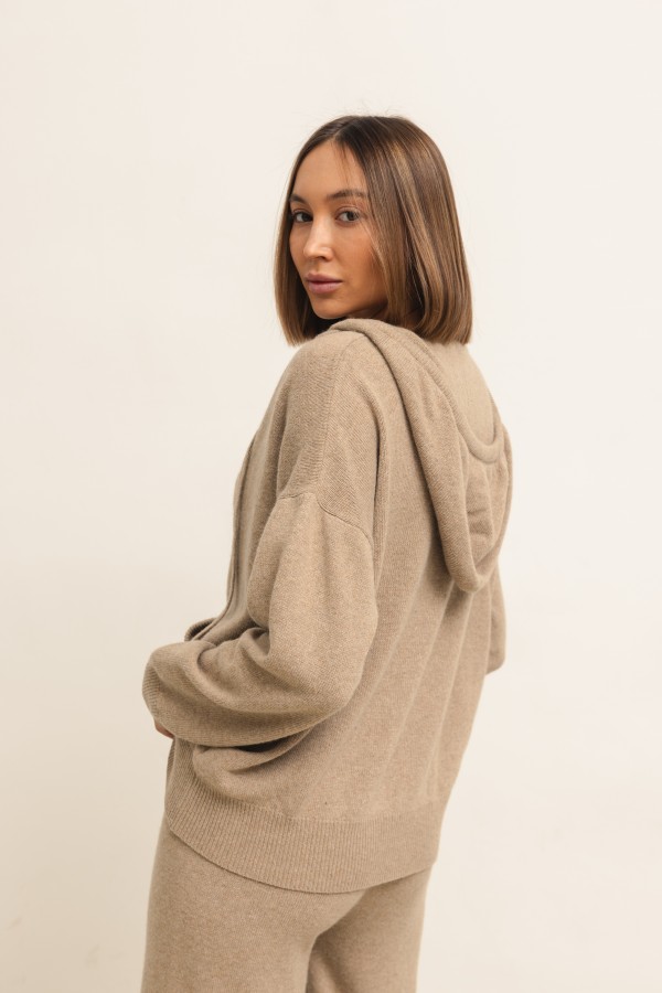 Maxim Spodnie Dzianinowe Wide Leg Beż