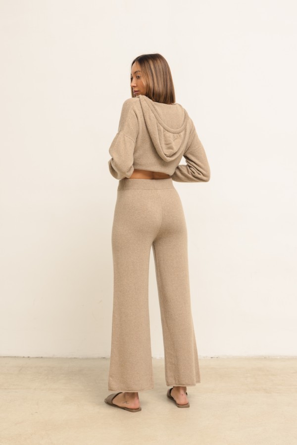 Maxim Spodnie Dzianinowe Wide Leg Beż