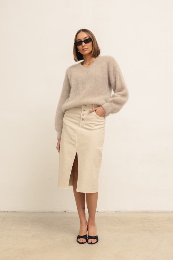 RD8305 Spódnica Jeansowa Beż
