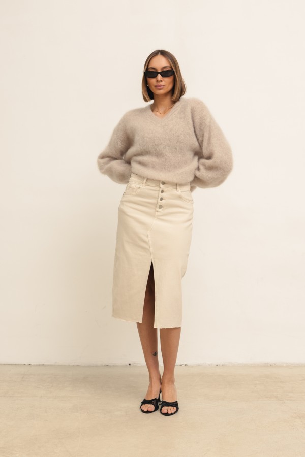 RD8305 Spódnica Jeansowa Beż