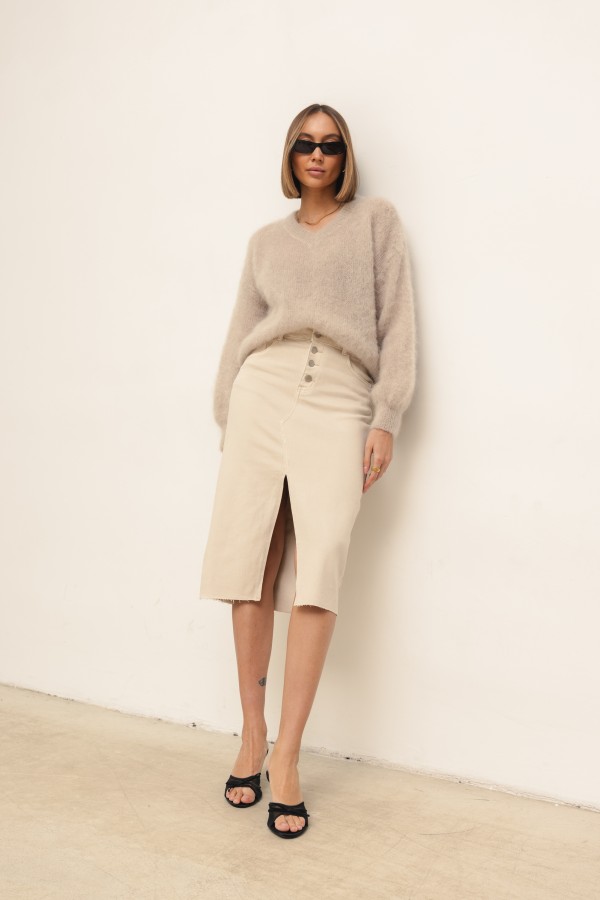 RD8305 Spódnica Jeansowa Beż