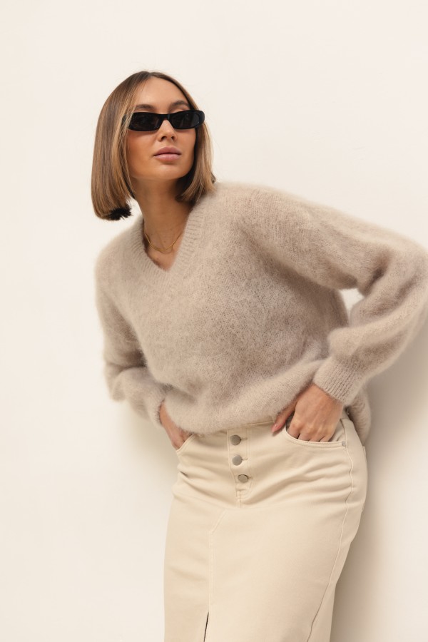 RD8305 Spódnica Jeansowa Beż