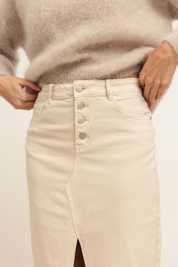 RD8305 Spódnica Jeansowa Beż
