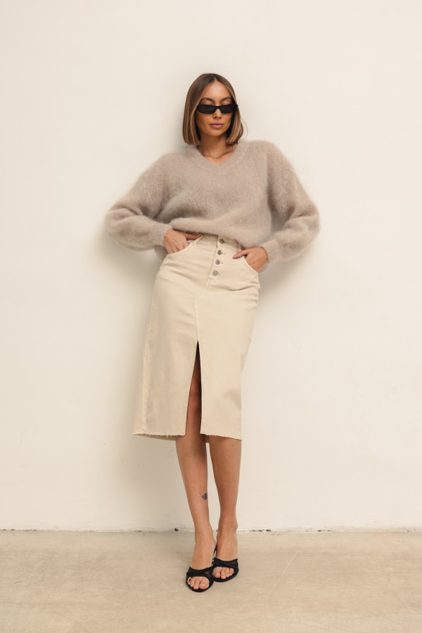 RD8305 Denim Skirt Beige