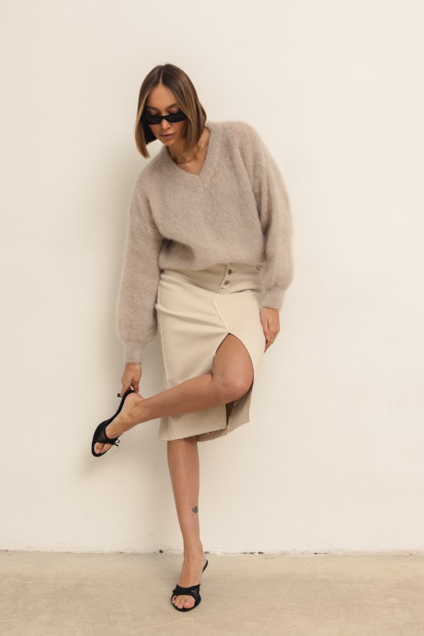 RD8305 Spódnica Jeansowa Beż