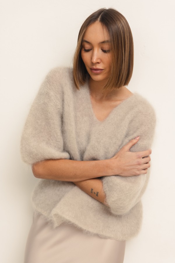 Maxwell Moherowy Sweter Light Beige Premium