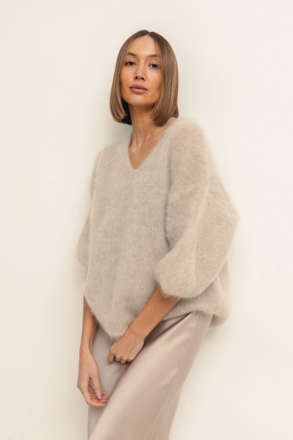 Maxwell Moherowy Sweter Light Beige Premium