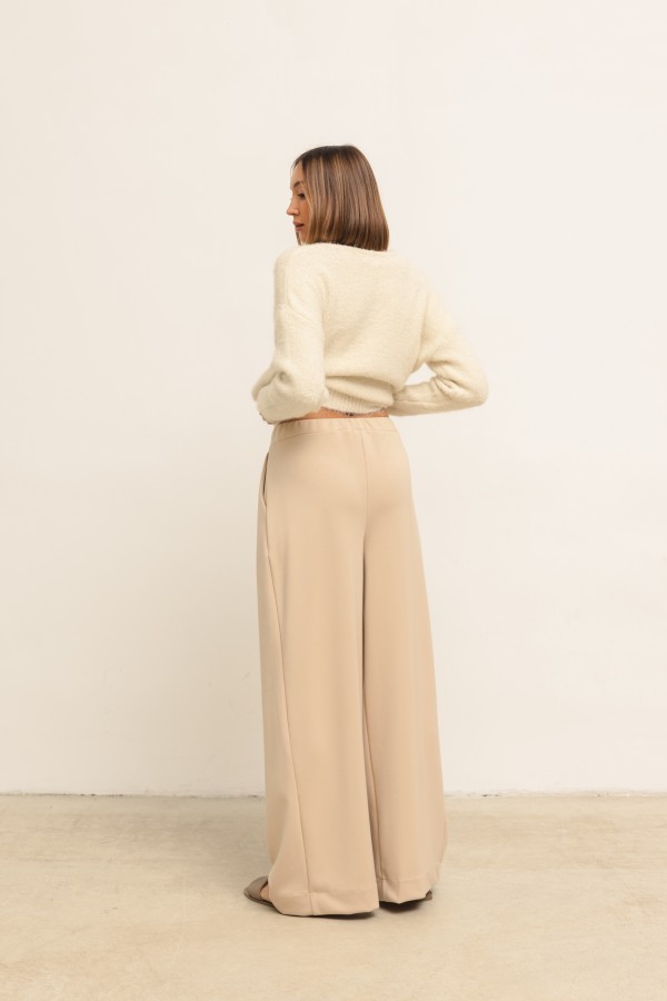 Sidney Spodnie Wide Leg Beż