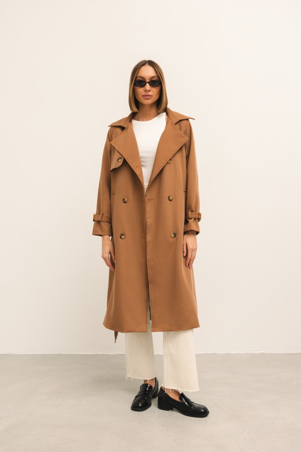 Pierre Płaszcz Wiązany Camel