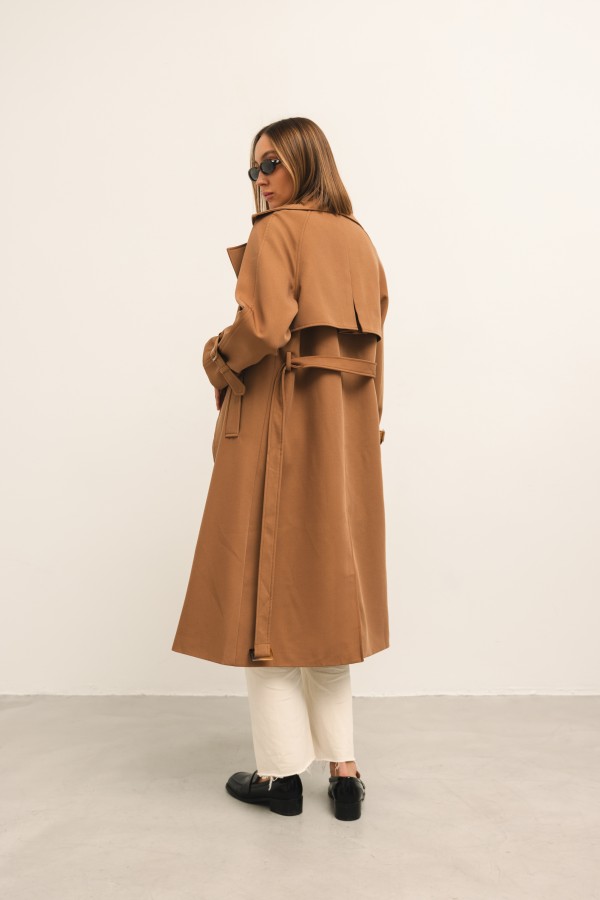 Pierre Belted Trench Coat Camel