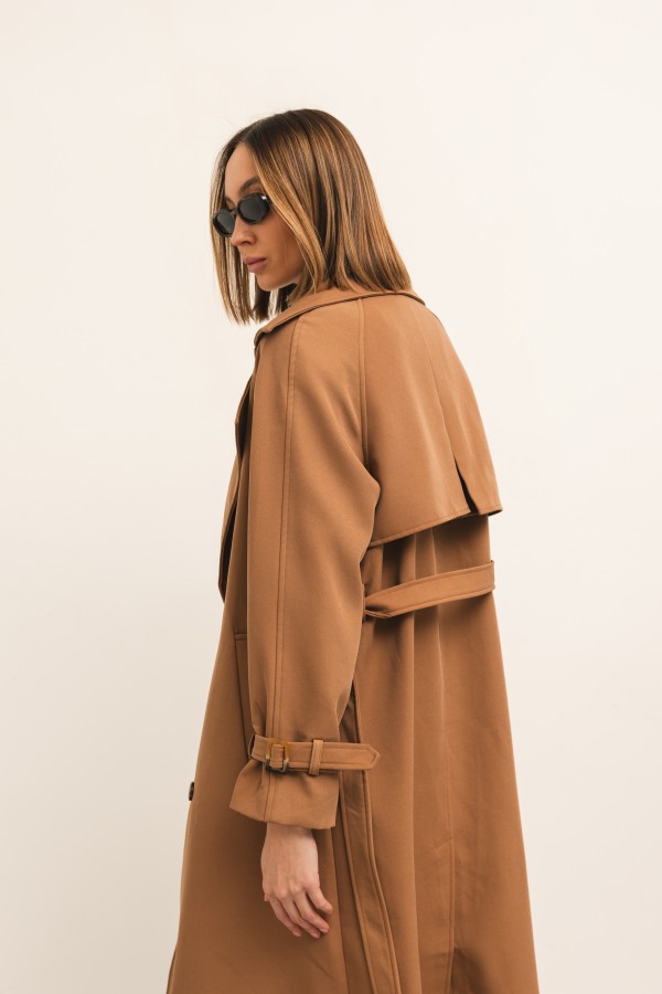 Pierre Belted Trench Coat Camel