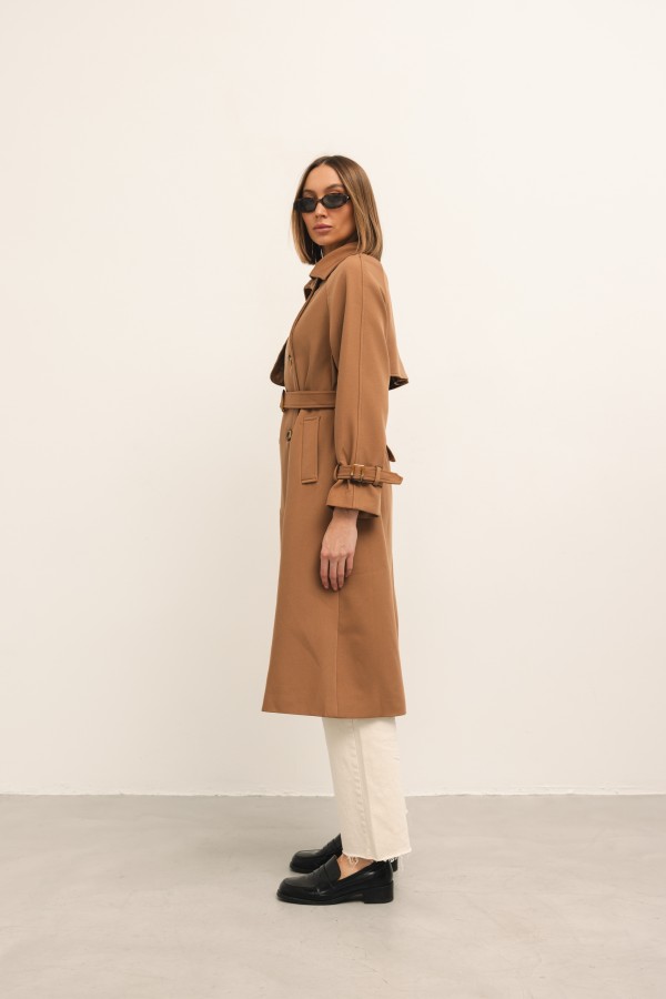 Pierre Belted Trench Coat Camel