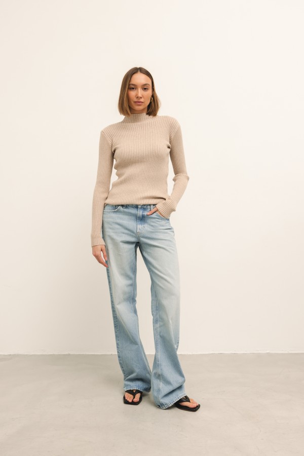 Anton Ribbed Sweater Beige