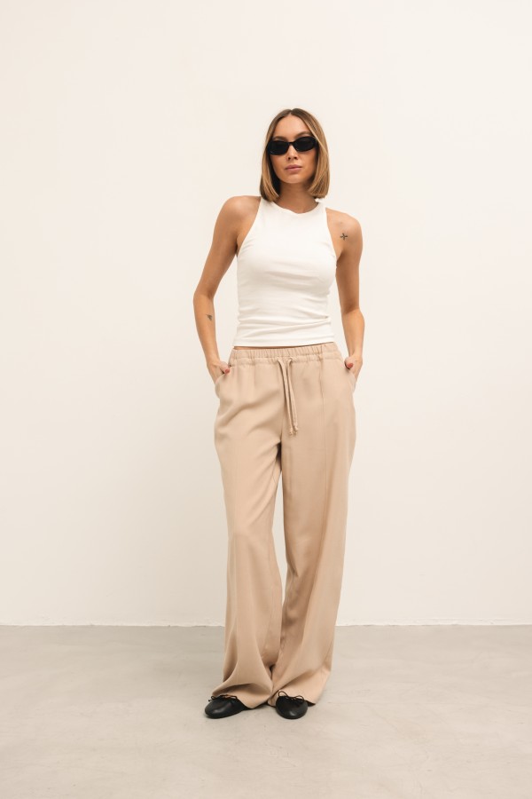 Nevada Wide-Leg Trousers Beige