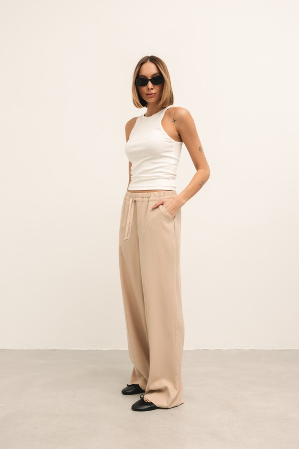 Nevada Wide-Leg Trousers Beige