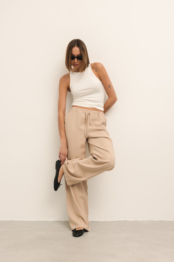 Nevada Wide-Leg Trousers Beige