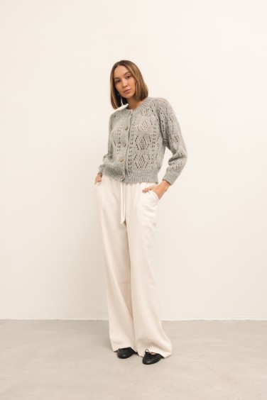 Nevada Spodnie Wide Leg Ecru