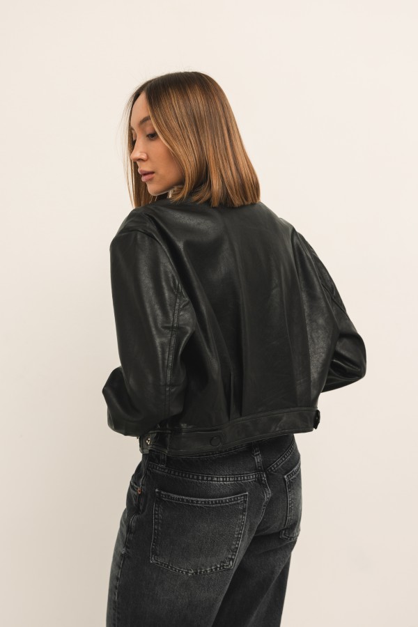 1611 Eco-Leather Jacket Black