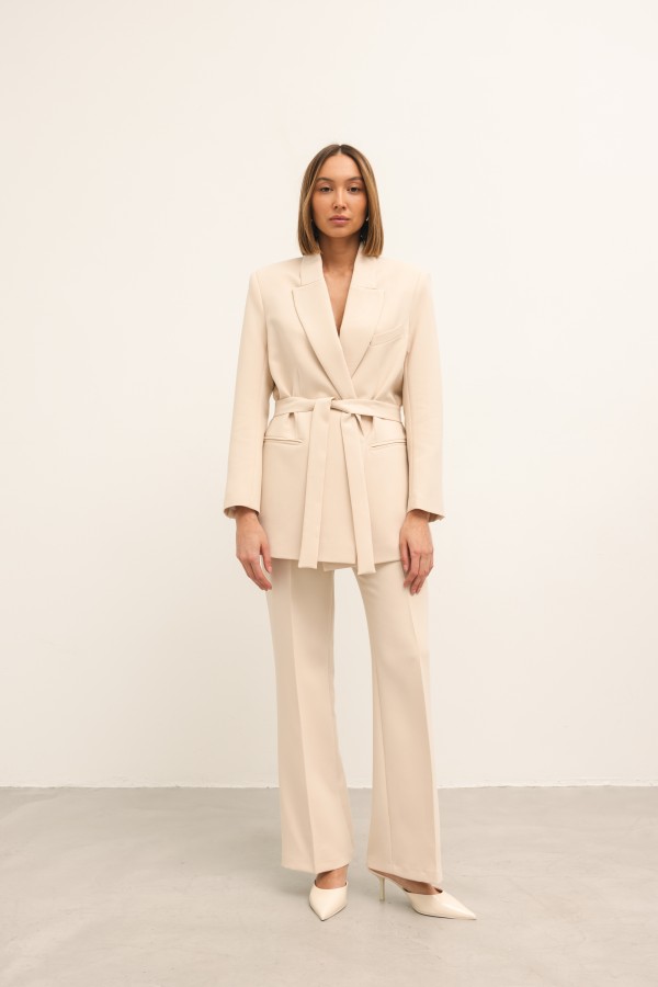 Simone Marynarka Z Wiązaniem Beż