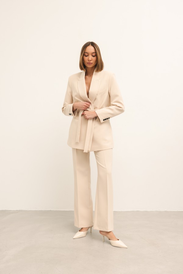 Simone Marynarka Z Wiązaniem Beż