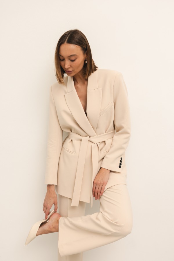 Simone Marynarka Z Wiązaniem Beż