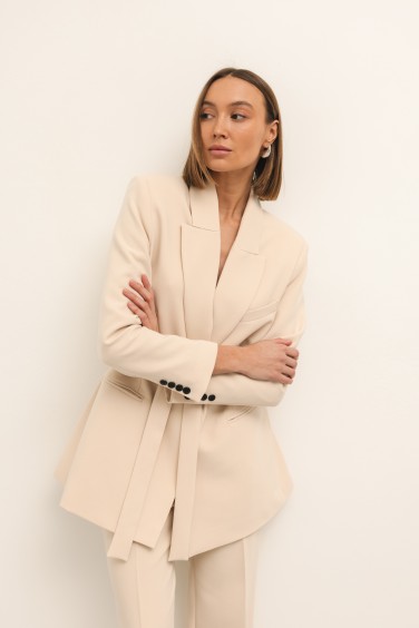 Simone Belted Blazer Beige