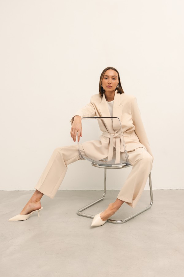 Simone Marynarka Z Wiązaniem Beż