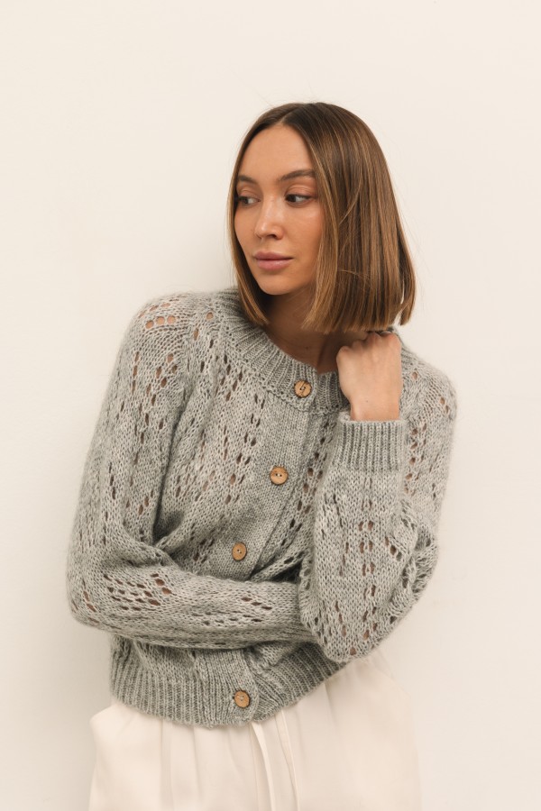Mason Openwork Cardigan Grey