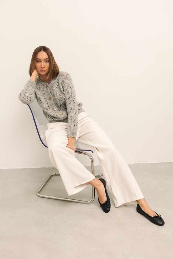 Mason Openwork Cardigan Grey