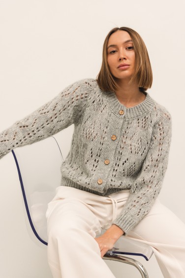 Mason Openwork Cardigan Grey