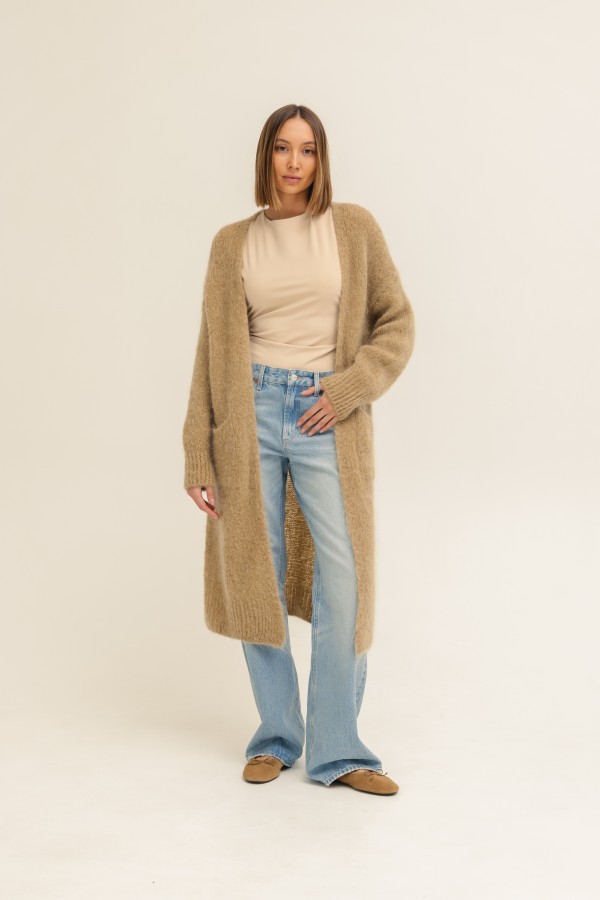 Nathan Long Mohair Cardigan Beige