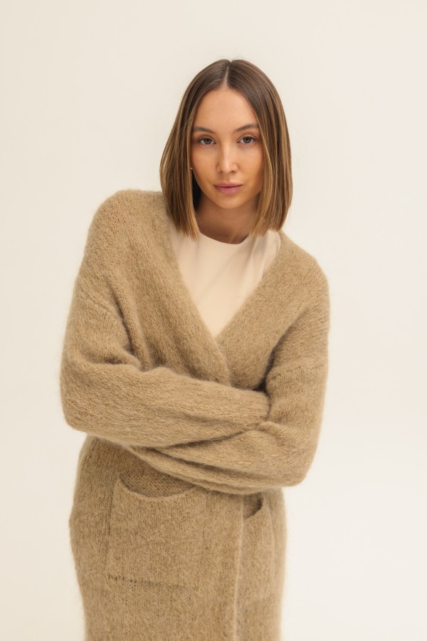 Nathan Long Mohair Cardigan Beige
