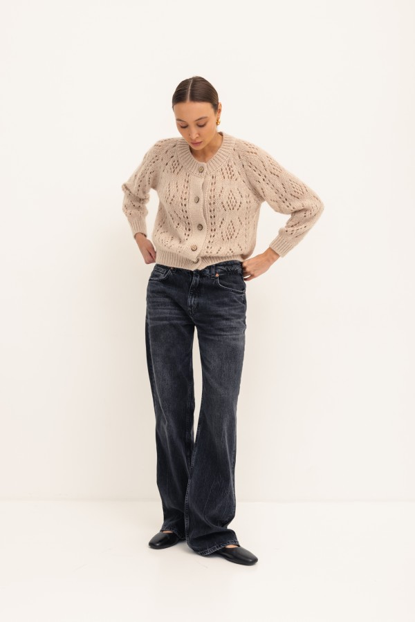 Mason Openwork Cardigan Beige
