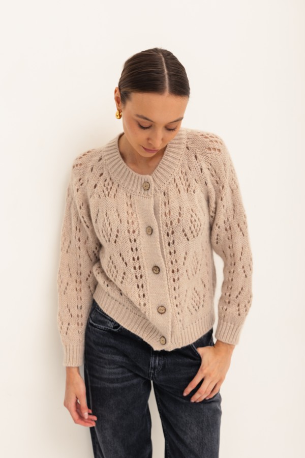 Mason Openwork Cardigan Beige