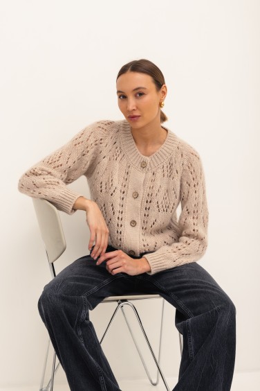 Mason Openwork Cardigan Beige
