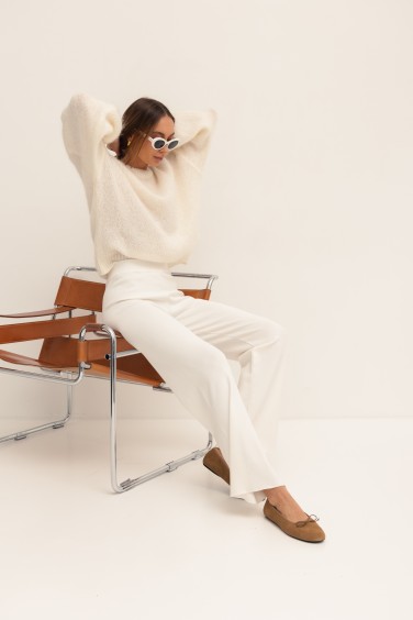 Malibu Knit Trousers Ecru